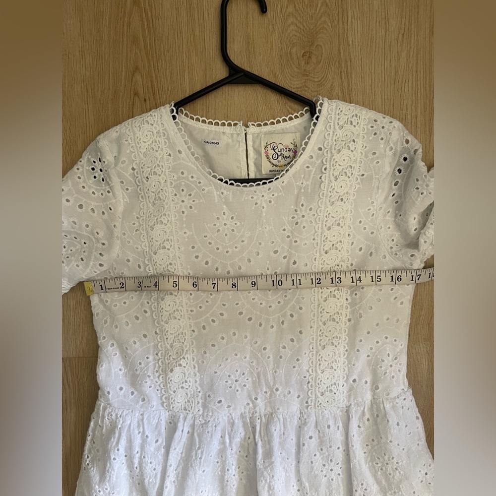Cotton Eyelet Romantic White Dress S Sunday Mi Amor - Picture 7 of 15